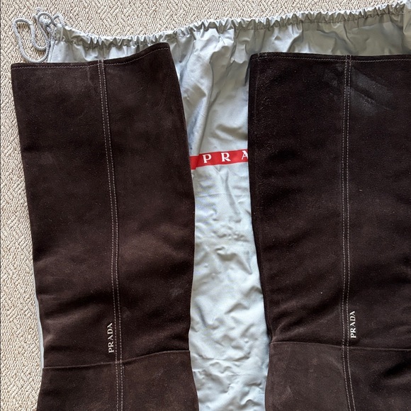 Prada Dark Brown Suede Knee Boots - Picture 4 of 7